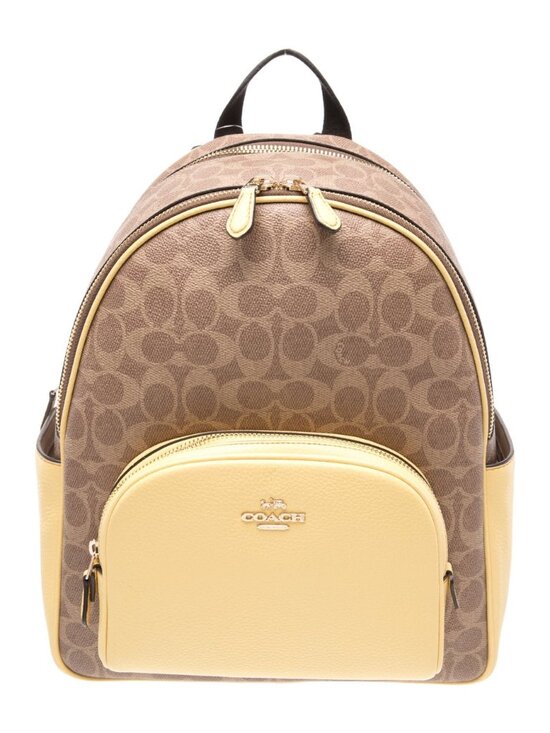 Coach Handbags - Coach Yellow & Brown Signature Court Backpack NWT $550